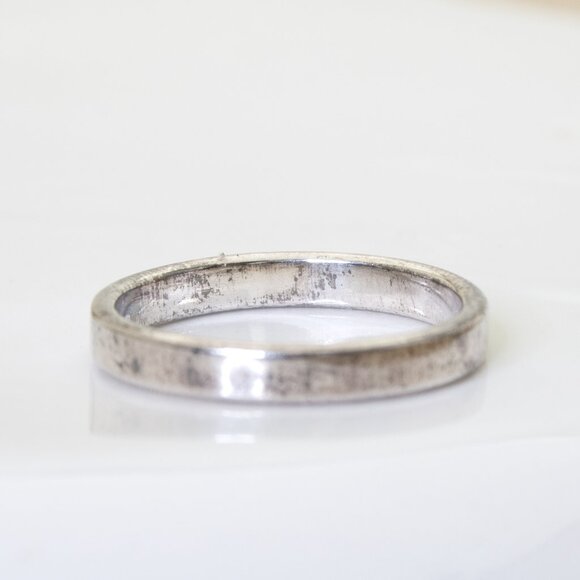 3mm Vintage Sterling Silver Flat Band Ring, Stamped 925, Sz7, Tarnish Jewelry - Picture 7 of 9